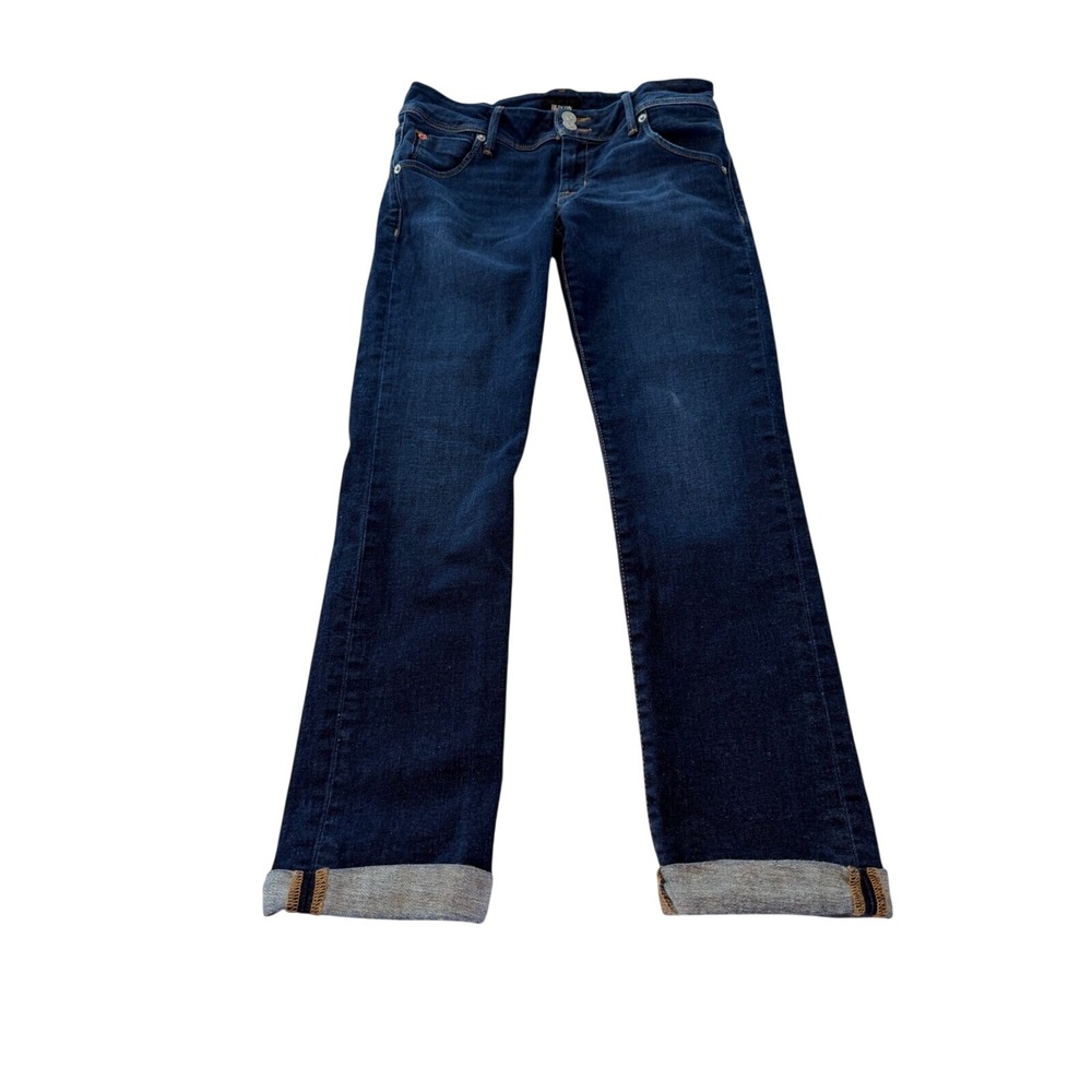 Hudson Collin Midrise Straight Crop Jeans Dark Wash Cuffed Size 27